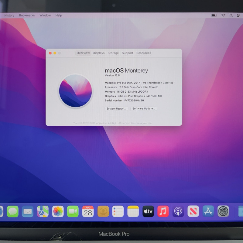 MacBook Pro 13 2017 Space  i7 2.5ghz 16/512